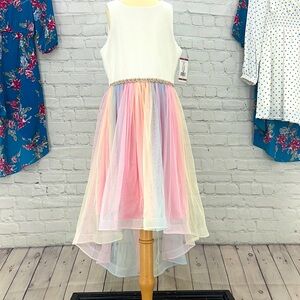 Emily Rose Girls size 8 Sunday best Pastel Rainbow HiLo unicorn cotton candy clr